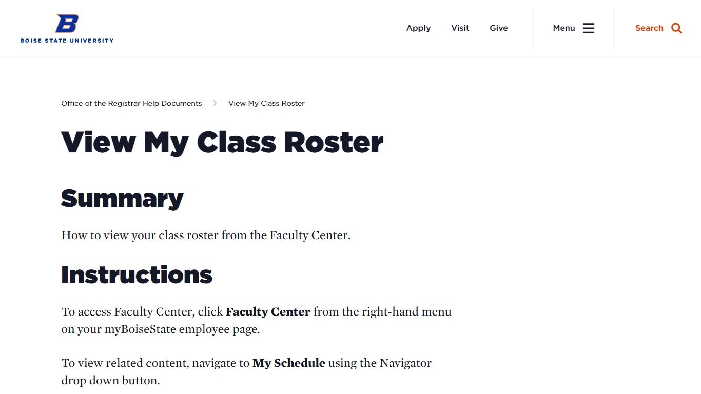 How to View My Class Roster - Boise State University